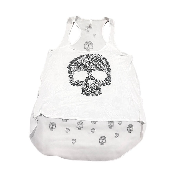 Aran's Den Tops - 🩵3/$20🩵 Hi Low Skull Print Tank Top with mesh see through back